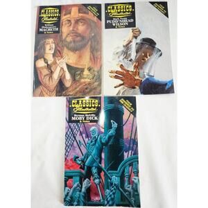 Vtg Classic Illustrated Classic Comics Lot of 3 Moby Dick,Macbeth,Pudd'nhead Wil